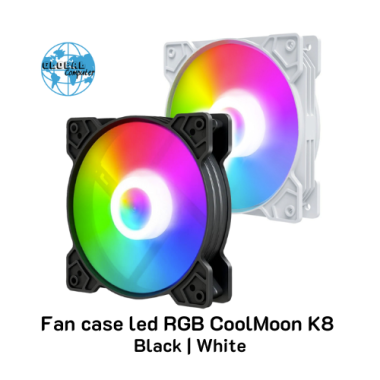 Fan case led RGB CoolMoon K8 (RGB Fixed, Không Cần Hub) - Màu trắng
