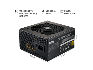 Nguồn máy tính Cooler Master MWE GOLD 850 - V2  850W ( 80 Plus Gold / Màu Đen / Full Modular)