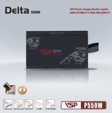 Nguồn máy tính VSP Delta P550W | 550W, Bronze, Đen
