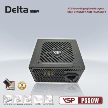 Nguồn máy tính VSP Delta P550W | 550W, Bronze, Đen