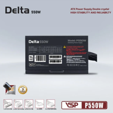 Nguồn máy tính VSP Delta P550W | 550W, Bronze, Đen