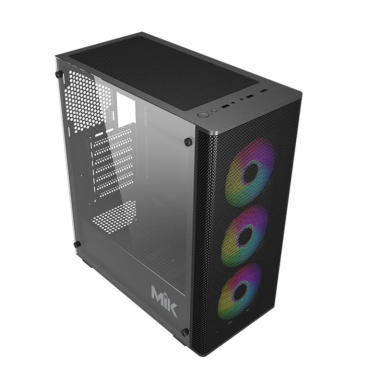 Vỏ case máy tính MIK AION 3FA - Màu đen (ATX/Mid Tower/Kèm sẵn 3Fan ARGB)