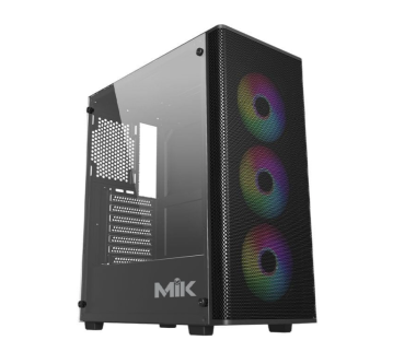 Vỏ case máy tính MIK AION 3FA - Màu đen (ATX/Mid Tower/Kèm sẵn 3Fan ARGB)