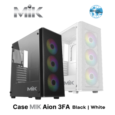 Vỏ case máy tính MIK AION 3FA - Màu trắng (ATX/Mid Tower/Kèm sẵn 3Fan ARGB)