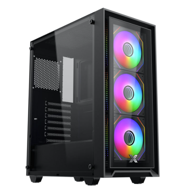 Vỏ case máy tính Xigmatek FLY II 3GF - Màu đen, Kèm sẵn 3 fan RGB