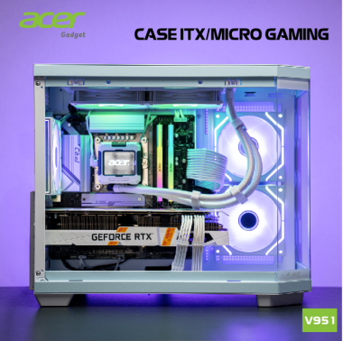 Vỏ case máy tính ACER V951 BLK M-ATX GAMING Kèm 3FAN ARGB - Màu trắng