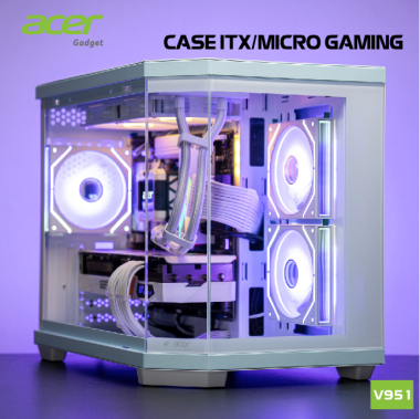 Vỏ case máy tính ACER V951 BLK M-ATX GAMING Kèm 3FAN ARGB - Màu trắng