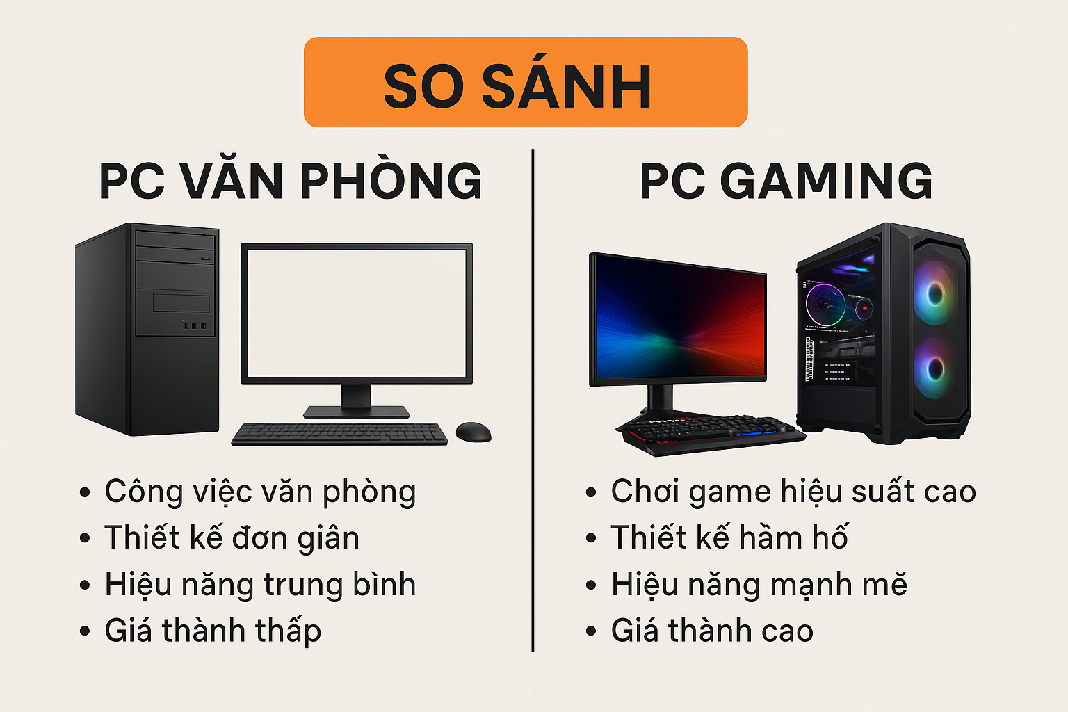So Sánh PC Văn Phòng và PC Gaming: Chọn Máy Tính Phù Hợp Cho Nhu Cầu Của Bạn