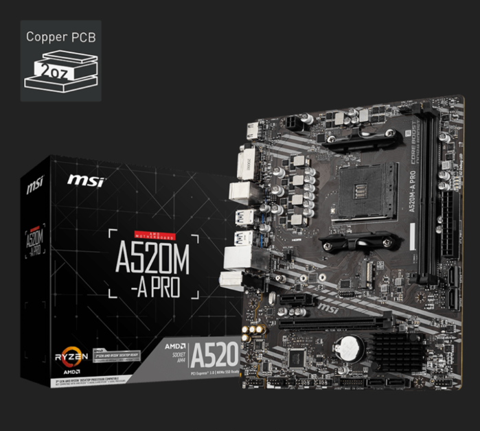 Mainboard MSI A520M-A Pro | Hỗ Trợ Ryzen 5000 | Giá Rẻ – Bền – Ổn Định