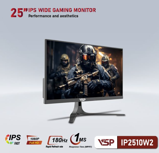 Màn hình VSP IP2510W2 24.5 inch | Full HD, Fast IPS, 180Hz, 1ms – Gaming siêu mượt, màu cực chuẩn