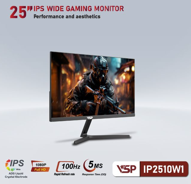 Màn hình VSP IP2510W1 | 24.5 inch, Full HD, IPS, 100Hz, 5ms, phẳng