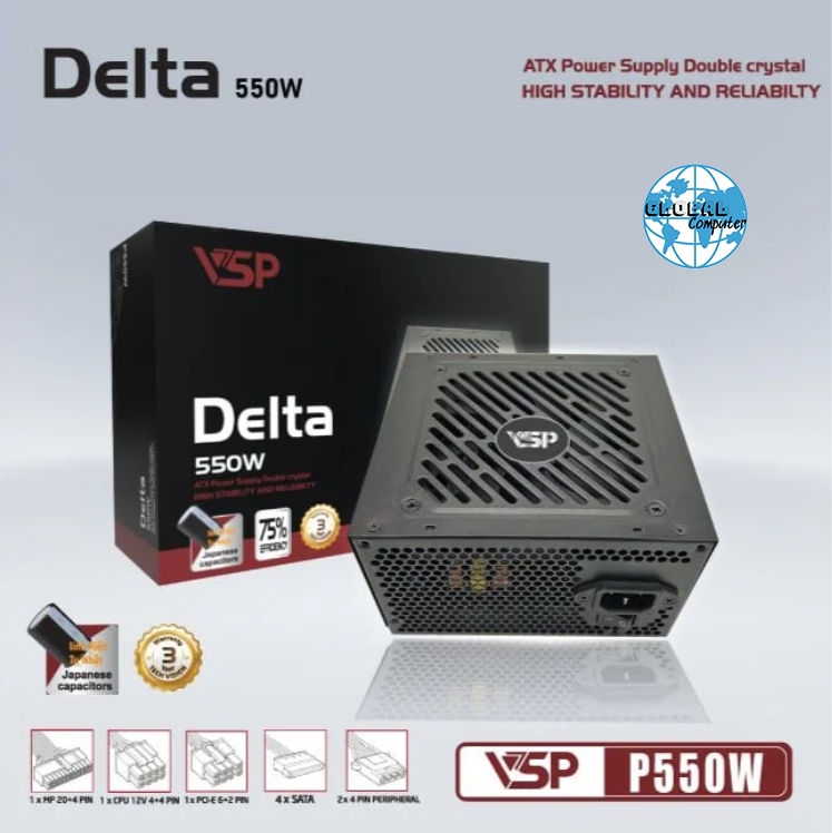 Nguồn máy tính VSP Delta P550W | 550W, Bronze, Đen