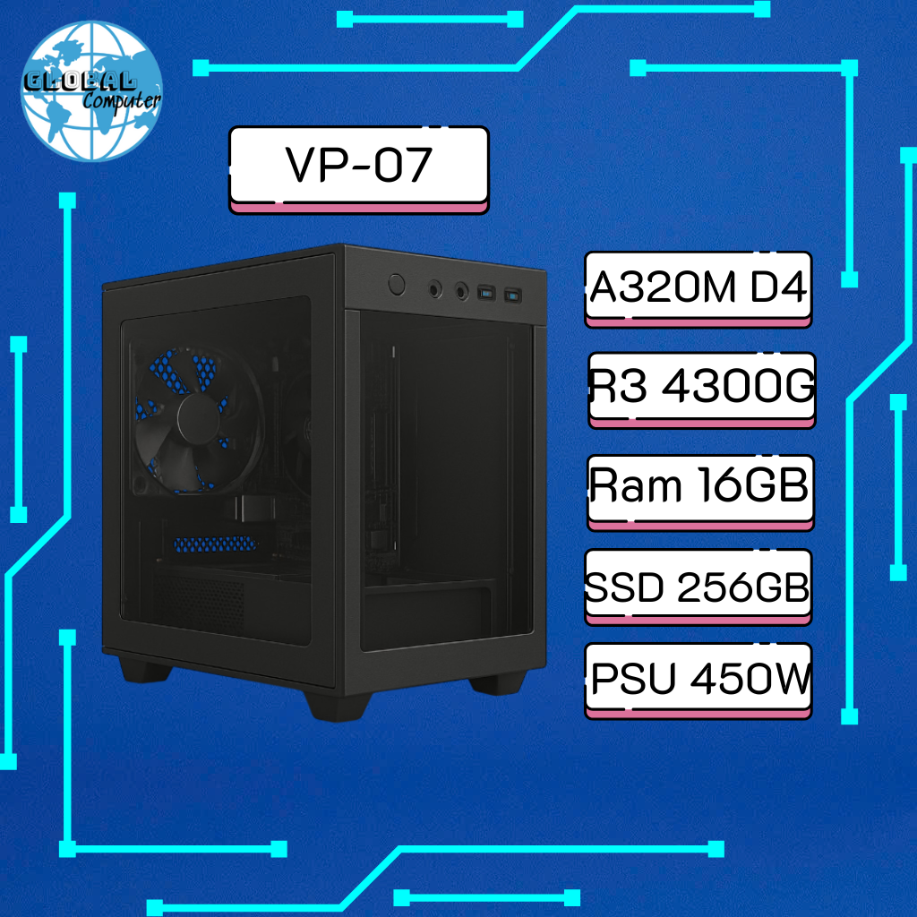 PC Văn Phòng VP-07 | A320M, Ryzen 3 4300G, RAM 16GB, SSD 256GB, Nguồn 450W