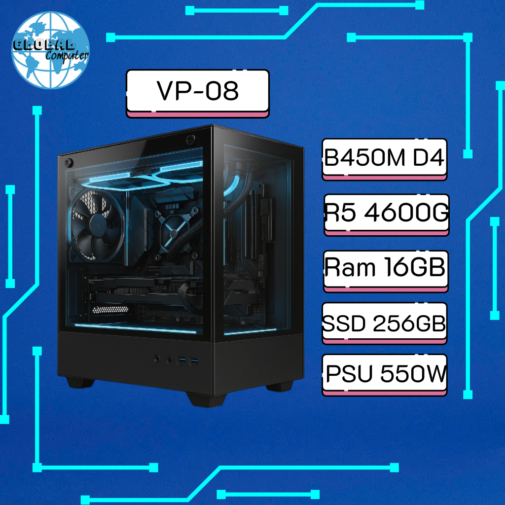 PC Văn Phòng VP-08 | B450M, Ryzen 5 4600G, RAM 16GB, SSD 256GB, Nguồn 550W
