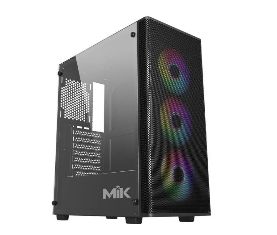 Vỏ case máy tính MIK AION 3FA - Màu đen (ATX/Mid Tower/Kèm sẵn 3Fan ARGB)
