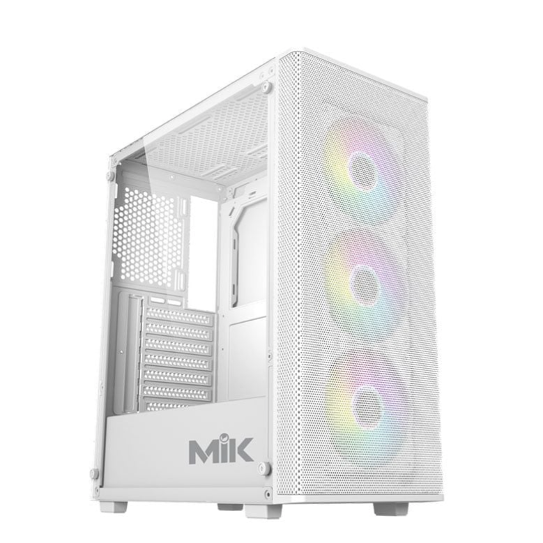 Vỏ case máy tính MIK AION 3FA - Màu trắng (ATX/Mid Tower/Kèm sẵn 3Fan ARGB)