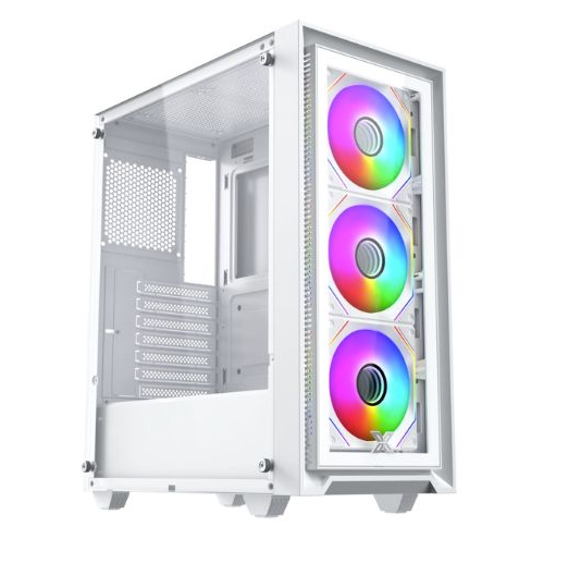Vỏ case máy tính Xigmatek FLY II 3GF - Màu trắng, Kèm sẵn 3 fan RGB